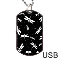 Dragonflies Pattern Dog Tag Usb Flash (one Side) by Valentinaart