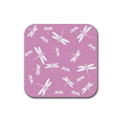 Dragonflies Pattern Rubber Coaster (square)  by Valentinaart