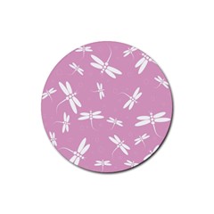 Dragonflies Pattern Rubber Coaster (round)  by Valentinaart