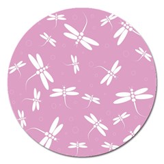 Dragonflies Pattern Magnet 5  (round) by Valentinaart