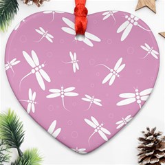 Dragonflies Pattern Heart Ornament (two Sides) by Valentinaart