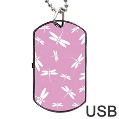 Dragonflies Pattern Dog Tag Usb Flash (one Side) by Valentinaart