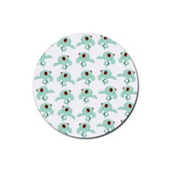 Squidward In Repose Pattern Rubber Coaster (round)  by Valentinaart