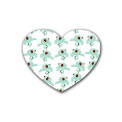 Squidward In Repose Pattern Rubber Coaster (heart)  by Valentinaart