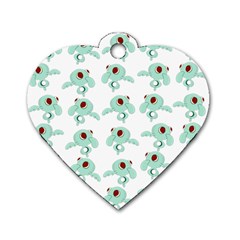 Squidward In Repose Pattern Dog Tag Heart (one Side) by Valentinaart