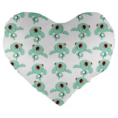 Squidward In Repose Pattern Large 19  Premium Flano Heart Shape Cushions