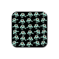 Squidward In Repose Pattern Rubber Coaster (square)  by Valentinaart