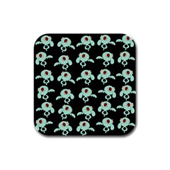 Squidward In Repose Pattern Rubber Square Coaster (4 Pack)  by Valentinaart