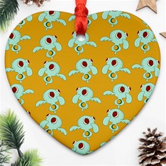 Squidward In Repose Pattern Ornament (heart) by Valentinaart