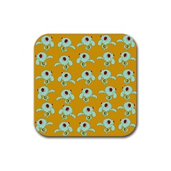 Squidward In Repose Pattern Rubber Coaster (square)  by Valentinaart