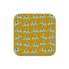 Squidward In Repose Pattern Rubber Square Coaster (4 Pack)  by Valentinaart