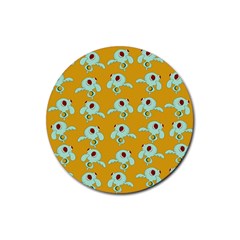 Squidward In Repose Pattern Rubber Coaster (round)  by Valentinaart