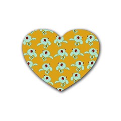 Squidward In Repose Pattern Rubber Coaster (heart)  by Valentinaart