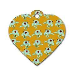 Squidward In Repose Pattern Dog Tag Heart (one Side) by Valentinaart