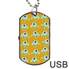 Squidward In Repose Pattern Dog Tag Usb Flash (two Sides) by Valentinaart