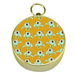 Squidward In Repose Pattern Gold Compasses by Valentinaart