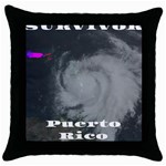 Survivor of Hurricane Maria Puerto Rico Throw Pillow Case (Black) Front