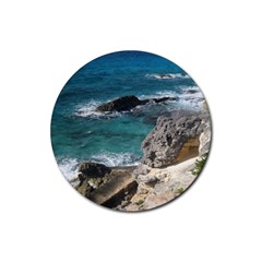 Isla Mujeres Mexico Rubber Coaster (round)  by StarvingArtisan