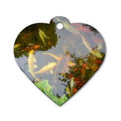 Koi Fish Pond Dog Tag Heart (two Sides) by StarvingArtisan