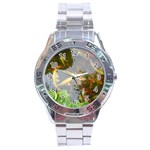 Koi Fish Pond Stainless Steel Analogue Watch Front