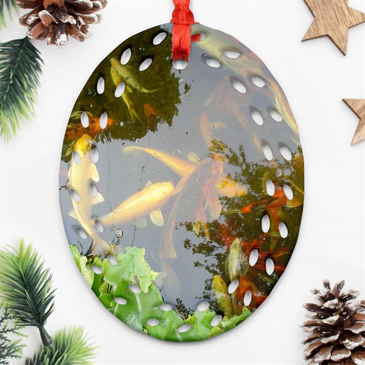 Koi Fish Pond Ornament (Oval Filigree)