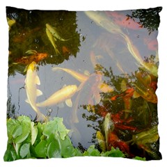 Koi Fish Pond Large Cushion Case (one Side) by StarvingArtisan