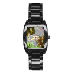 Koi Fish Pond Stainless Steel Barrel Watch by StarvingArtisan