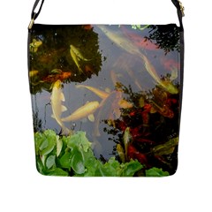 Koi Fish Pond Flap Closure Messenger Bag (l) by StarvingArtisan