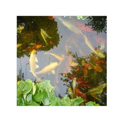 Koi Fish Pond Small Satin Scarf (square) by StarvingArtisan