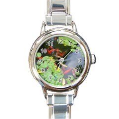 Koi Fish Pond Round Italian Charm Watch