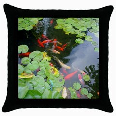 Koi Fish Pond Throw Pillow Case (black) by StarvingArtisan