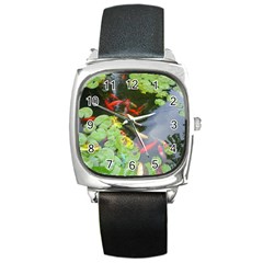 Koi Fish Pond Square Metal Watch by StarvingArtisan