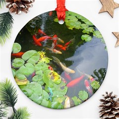 Koi Fish Pond Round Ornament (two Sides) by StarvingArtisan