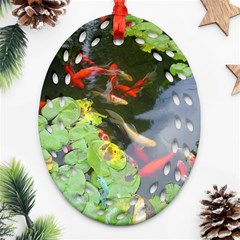 Koi Fish Pond Oval Filigree Ornament (two Sides) by StarvingArtisan