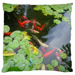 Koi Fish Pond Large Cushion Case (two Sides) by StarvingArtisan