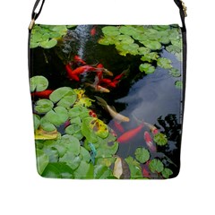 Koi Fish Pond Flap Closure Messenger Bag (l) by StarvingArtisan