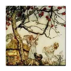 Vintage - Apple Picking Tile Coasters by WensdaiAmbrose