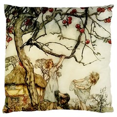 Vintage - Apple Picking Large Flano Cushion Case (two Sides) by WensdaiAmbrose