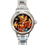 Dragon Lights Round Italian Charm Watch Front