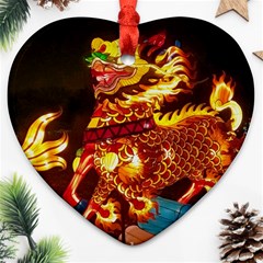 Dragon Lights Heart Ornament (two Sides)