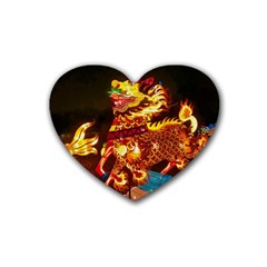 Dragon Lights Rubber Coaster (heart)  by Riverwoman