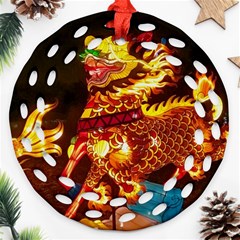 Dragon Lights Round Filigree Ornament (two Sides)