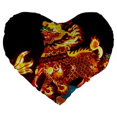 Dragon Lights Large 19  Premium Heart Shape Cushions by Riverwoman