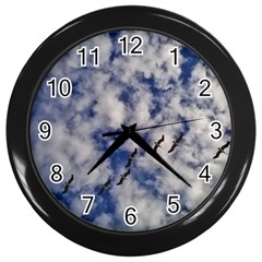 Pelicans In Flight Wall Clock (black) by StarvingArtisan