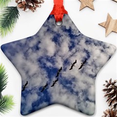 Pelicans In Flight Star Ornament (two Sides) by StarvingArtisan