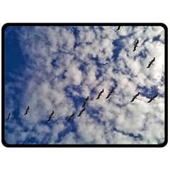 Pelicans In Flight Fleece Blanket (large)  by StarvingArtisan