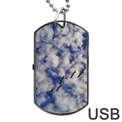 Pelicans In Flight Dog Tag Usb Flash (one Side) by StarvingArtisan