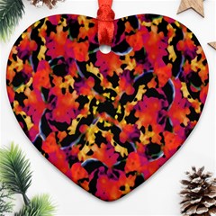 Red Floral Collage Print Design 2 Ornament (heart) by dflcprintsclothing