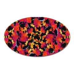 Red Floral Collage Print Design 2 Oval Magnet