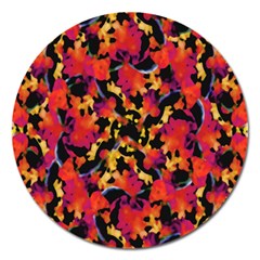 Red Floral Collage Print Design 2 Magnet 5  (round) by dflcprintsclothing